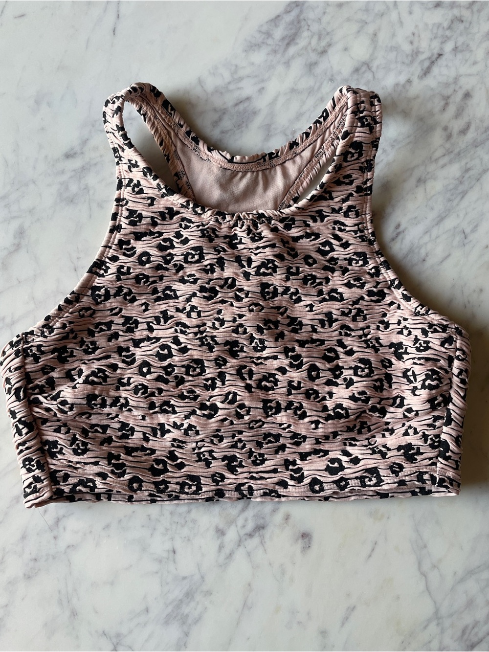 Xhilaration Pink and Black Leopard Racerback Bikini Top